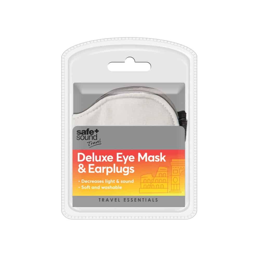 Safe & Sound Travel Deluxe Eye Mask & Ear Plugs from Harrisons Direct