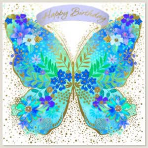 Birthday Card - Open Square Butterfly 160mmx160mm from Harrisons Direct