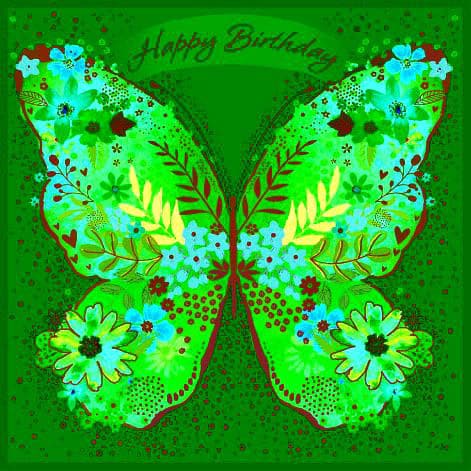 Birthday Card - Open Square Butterfly 160mmx160mm from Harrisons Direct
