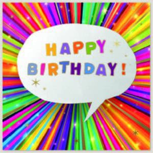 Birthday Card - Open Square Starburst 160mmx160mm from Harrisons Direct