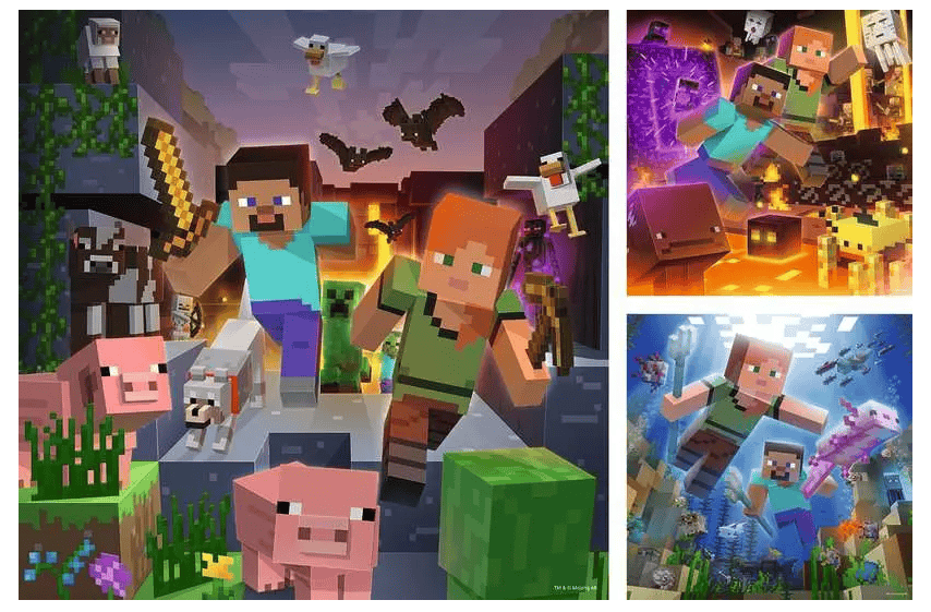 Ravensburger Minecraft Biomes 3 x 49 Piece Jigsaw Puzzle