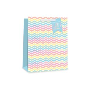 Gift Bag Large - Pastel Zig Zag W260xH320xD120mm from Harrisons Direct