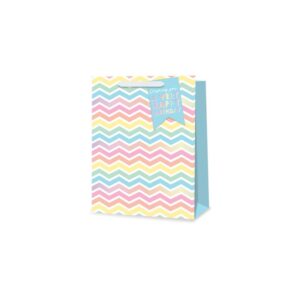 Gift Bag Medium - Pastel Zig Zag W180xH230xD100mm from Harrisons Direct