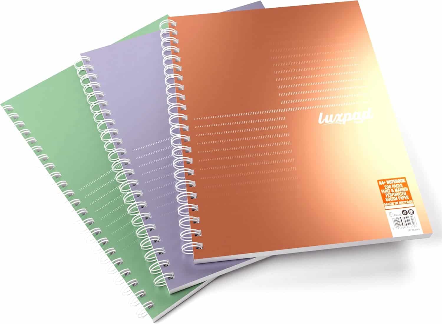 Luxpad A4 Wirebound Notebook Assorted Metallic Lined & Margin 200 Pages from Harrisons Direct