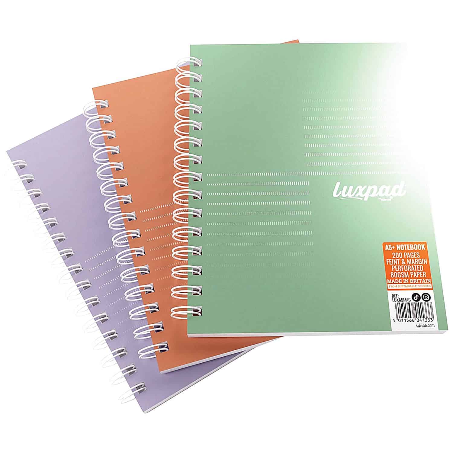 Luxpad A5 Wirebound Notebook Assorted Metallic Lined & Margin 200 Pages from Harrisons Direct