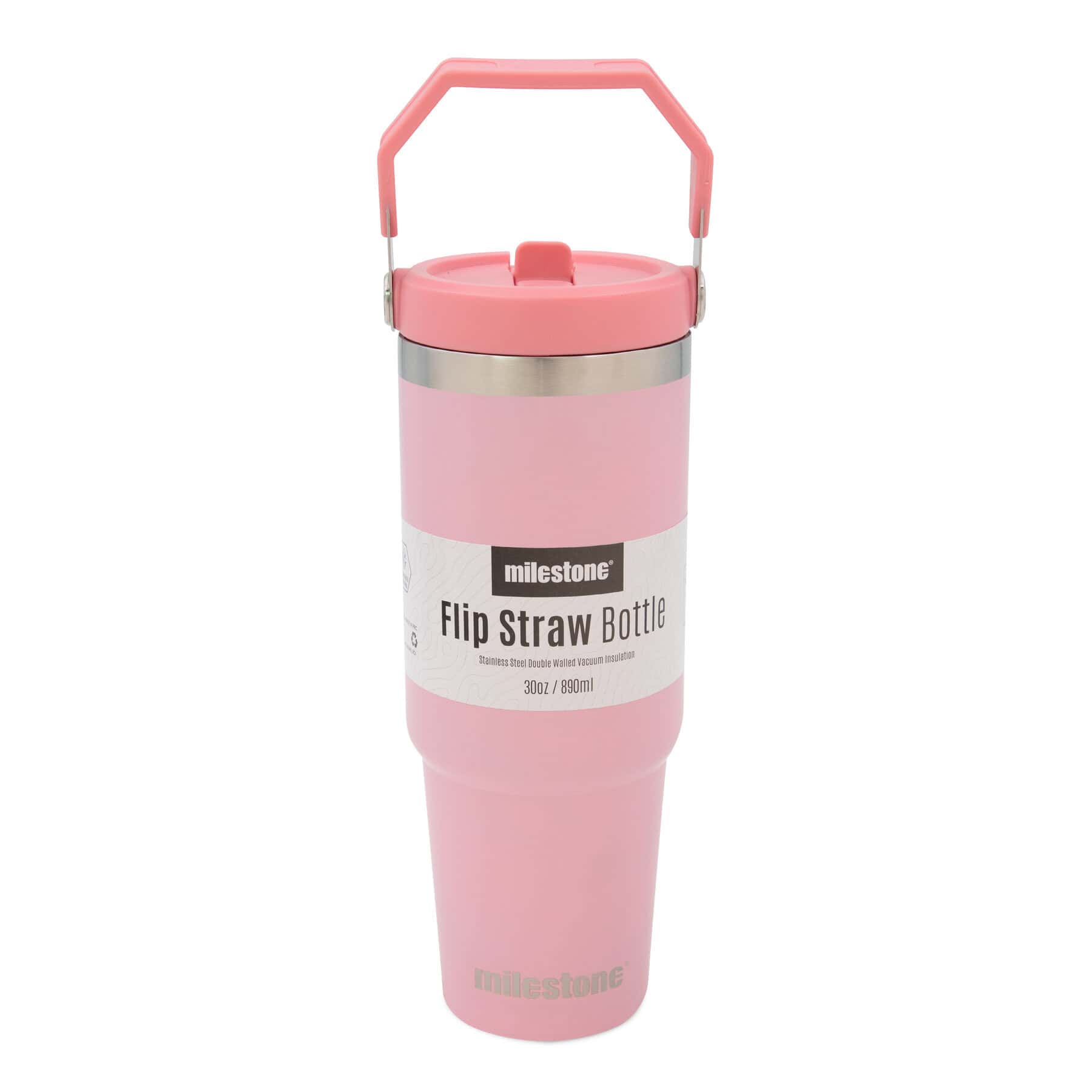 Milestone Flip Straw Bottle Pink 890ml from Harrisons Direct