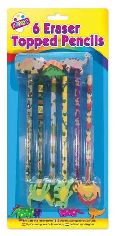 6 Novelty Eraser Top Pencils