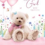 Baby Girl Card Teddy from Harrisons Direct