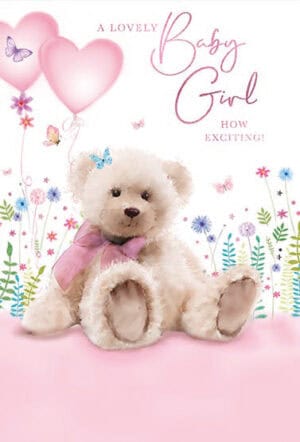 Baby Girl Card Teddy from Harrisons Direct