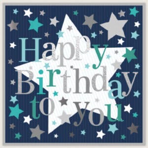 Birthday Card - Open Square Stars 160mm x 160mm from Harrisons Direct