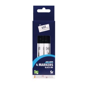 Just Stationery 4 Dry-Wipe Markers Assorted Colours & Black from Harrisons Direct