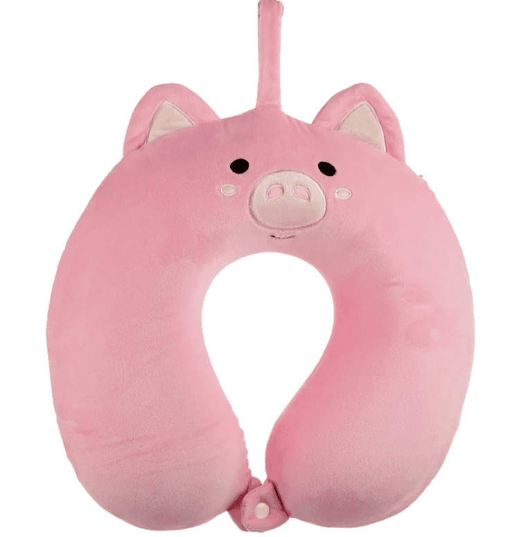 Relaxeazzz Pig Plush Memory Foam Travel Pillow from Harrisons Direct