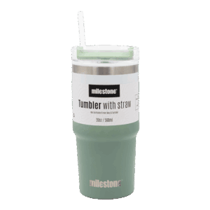 Milestone Tumbler Gradiant Green with Straw 560ml from Harrisons Direct