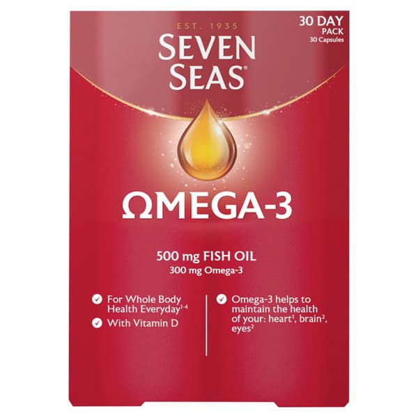 Seven Seas Omega 3 + Vitamin D - 30 Capsules from Harrisons Direct