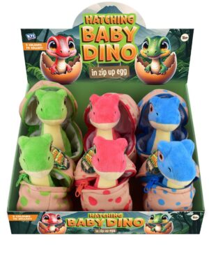 Dino Plush 15cm in Zip Pouch CDU from Harrisons Direct