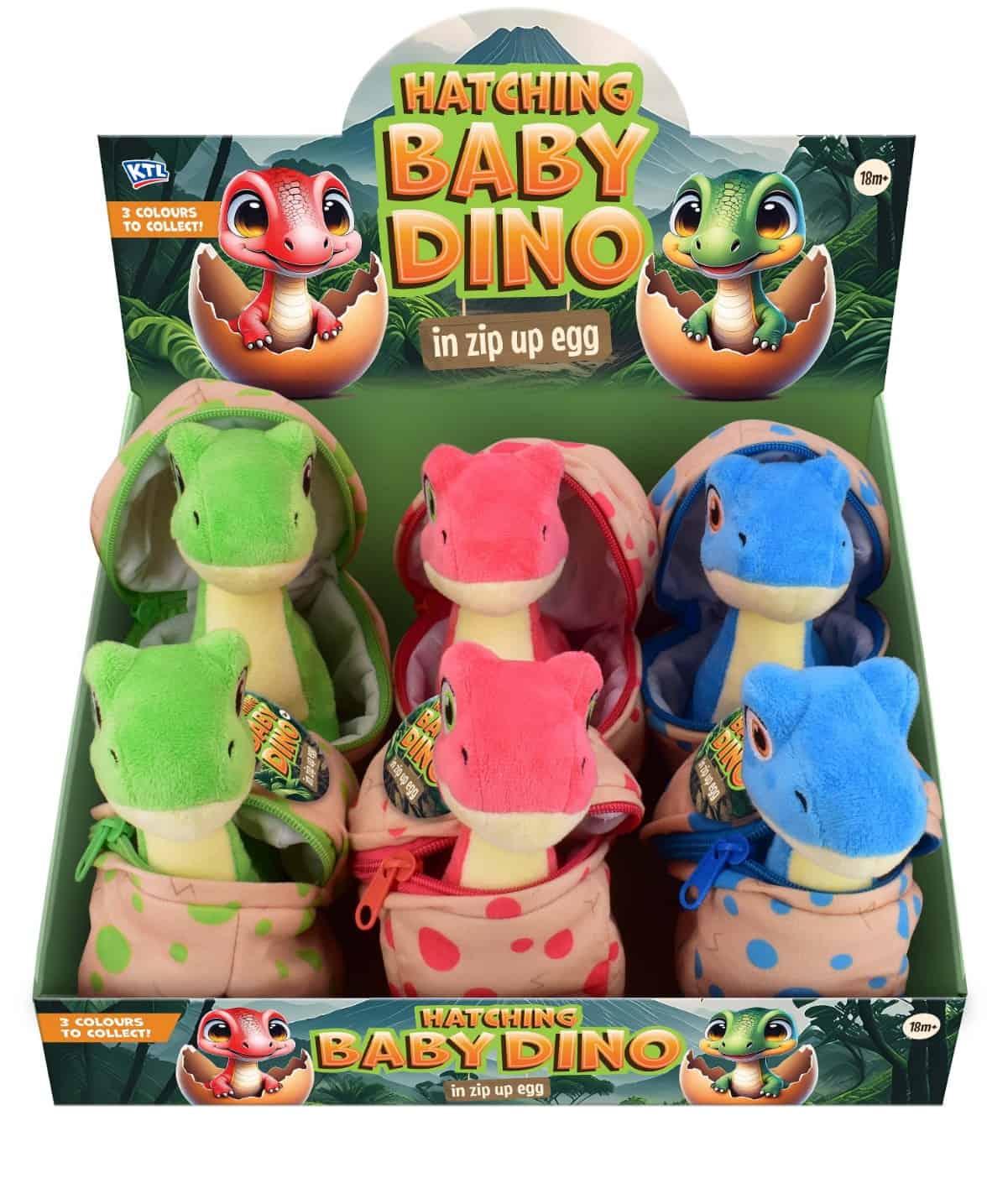 Dino Plush 15cm in Zip Pouch CDU from Harrisons Direct