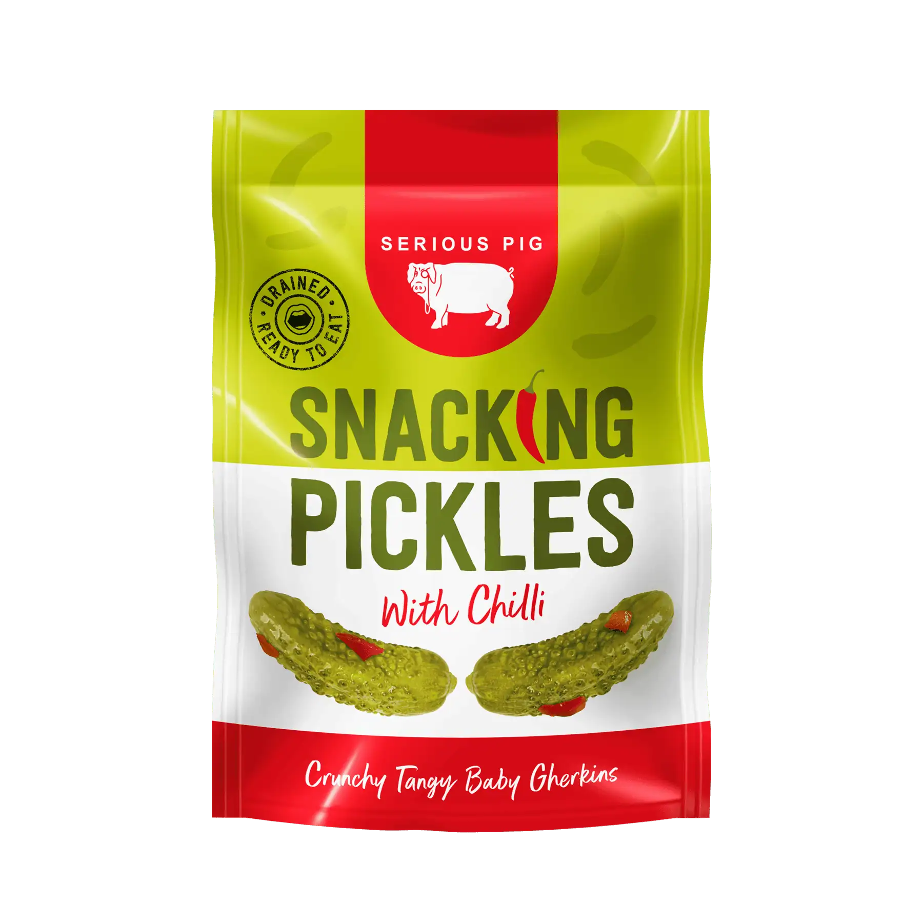 Wholesale Serious Pig - Snacking Pickles with Chilli 40g from Harrisons Direct