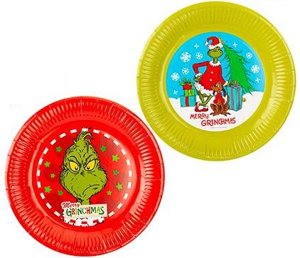 The Grinch Paper Plates 9 6 Pack 2 Assorted from Harrisons Direct