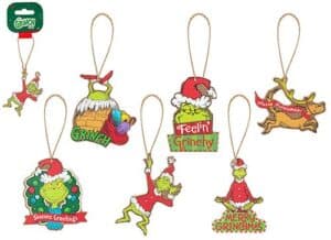 The Grinch Tree Hangers 8cm 6 Assorted from Harrisons Direct