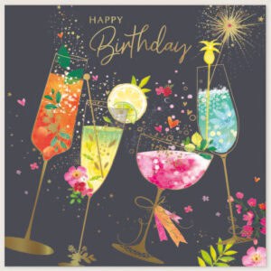 Birthday Card - Open Square Cocktails 160mmx160mm from Harrisons Direct