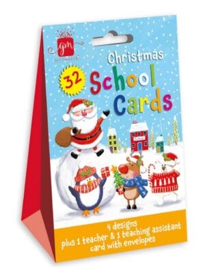 Wholesale Christmas Cards School Pack of 32 Cute Santa & Friends from Harrisons Direct