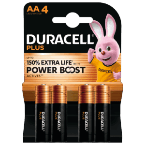 Duracell AA Plus Power Boost Alkaline Batteries 4pk from Harrisons Direct