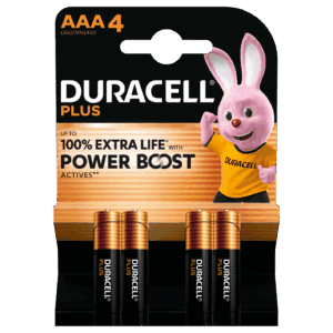 Duracell AAA Plus Power Boost Alkaline Batteries 4pk from Harrisons Direct