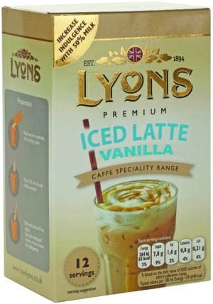 Wholesale Lyons Iced Vanilla Latte 12 x 15g from Harrisons Direct