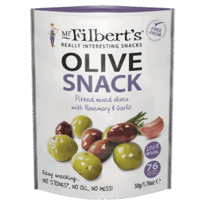 Mr. Filbert's Kalamata & Green Olives with Rosemary & Garlic 50g from Harrisons Direct