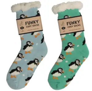 Wholesale Bartleby Ladies Sherpa Socks Puffy Puffin - Size 4 - 8 from Harrisons Direct