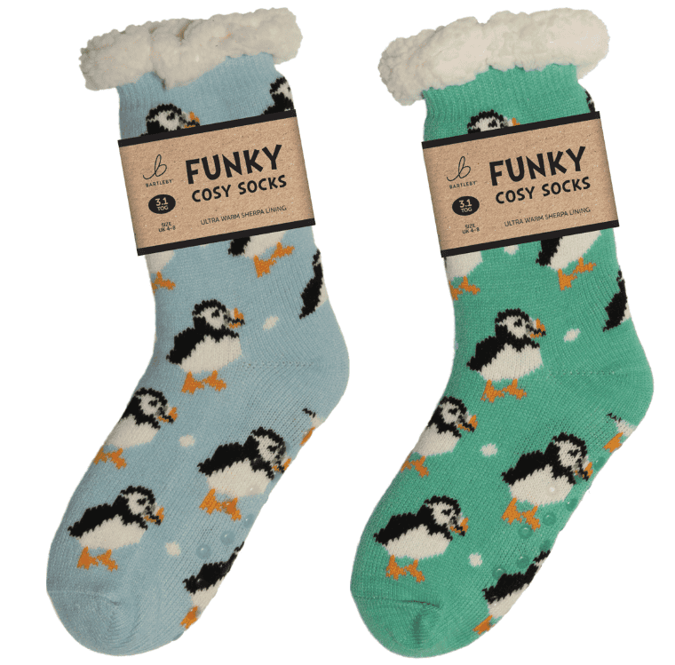 Wholesale Bartleby Ladies Sherpa Socks Puffy Puffin - Size 4 - 8 from Harrisons Direct