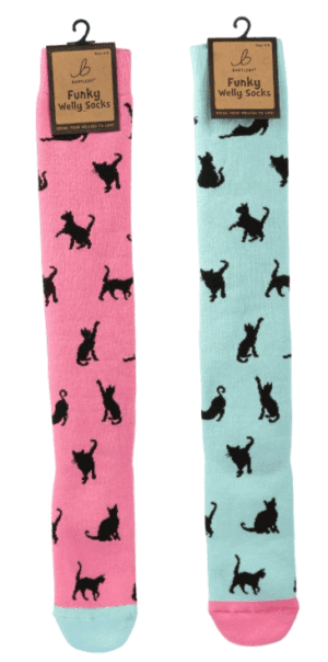 Wholesale Bartleby Ladies Welly Socks Cat Silhouettes Assorted - Size 4 - 8 from Harrisons Direct