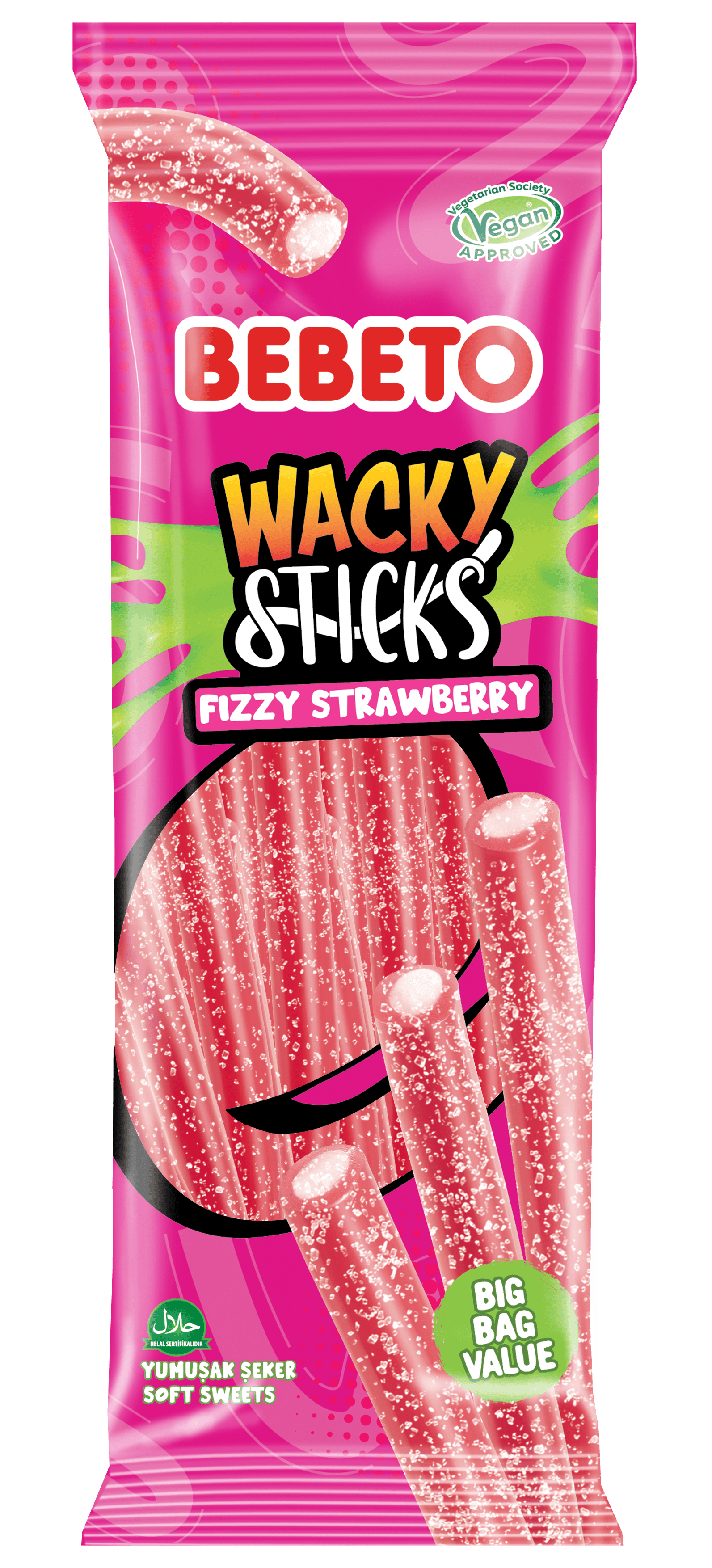 Bebeto Wacky Stick Fizzy Strawberry Pencils 180g from Harrisons Direct