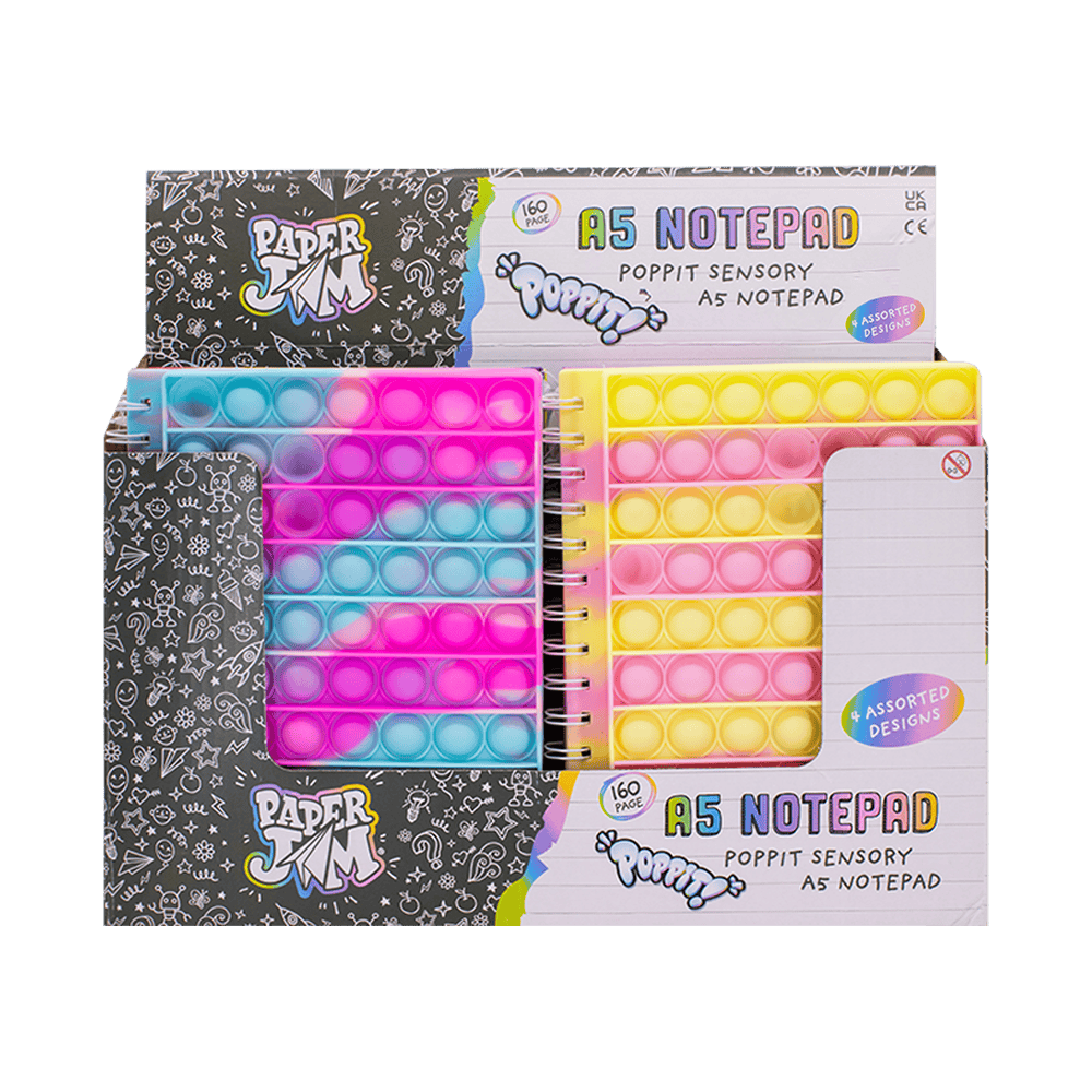 Poppit A5 Silicone Cover Notebook 4 Assorted from Harrisons Direct