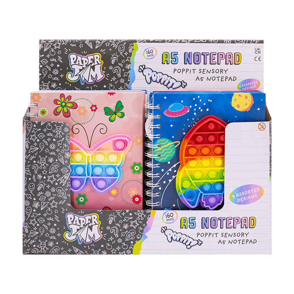 Poppit Front A5 Notebook 4 Assorted from Harrisons Direct