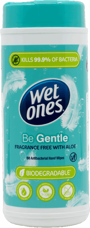 Wet Ones Be Gentle Biodegradable Canister 50’s from Harrisons Direct