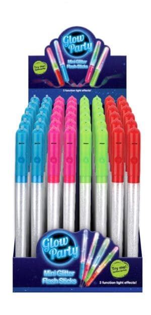 Wholesale Mini Glitter Flash Sticks Assorted CDU from Harrisons Direct