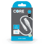 Wholesale Core Essentials 8-Pin - USB-A Cable 2M White TPE 2.1A Fast Charge from Harrisons Direct