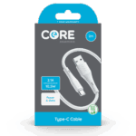 Wholesale Core Essentials USB-A - Type-C Cable 2M White TPE 2.1A 10.5W Fast Charge from Harrisons Direct