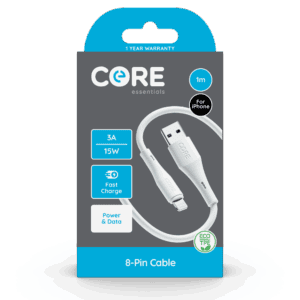 Wholesale Core+ USB - 8-Pin Cable for iPhone White 1m 3A 15 Fast Charge from Harrisons Direct