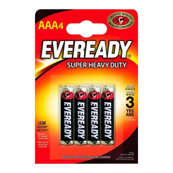 Wholesale Eveready AAA Super Heavy Duty Zinc Batteries 4pk from Harrisons Direct