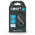 Wholesale Core+ Type-C - Type-C 90 Degree Braided Cable 1.2M Black 3A 60W PD Fast Charge from Harrisons Direct