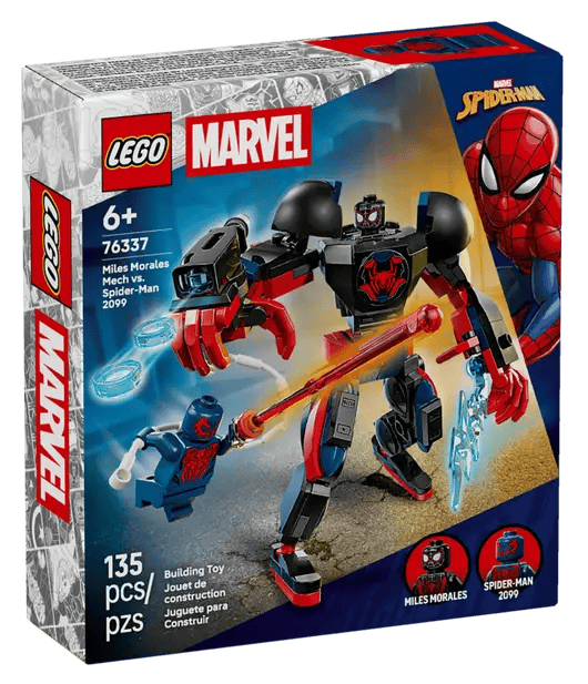 Wholesale LEGO Super Heroes Marvel 76337 Miles Morales Mech vs Spider Man 2099 from Harrisons Direct