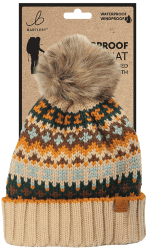 Wholesale Bartleby Ladies Waterproof Bobble Hat - Sherpa Lined, Patterned from Harrisons Direct