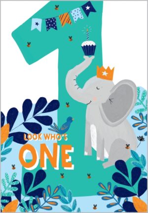 Wholesale Birthday Card Age 1 Boy - Elephant from Harrisons Direct