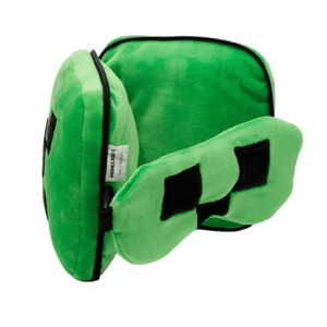 Relaxeazzz Minecraft Creeper Shaped Plush Travel Pillow & Eye Mask from Harrisons Direct