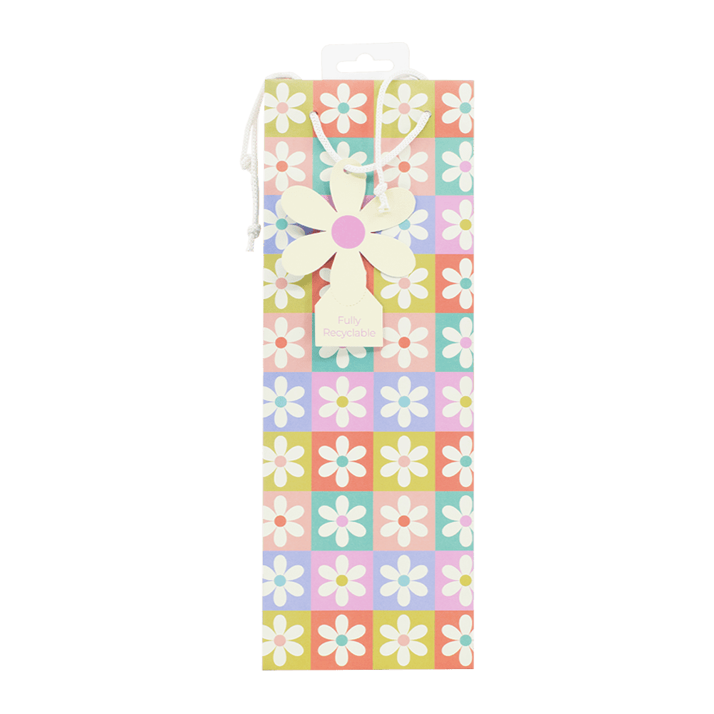 Gift Bag Bottle – Retro Floral W127xH355xD86mm from Harrisons Direct