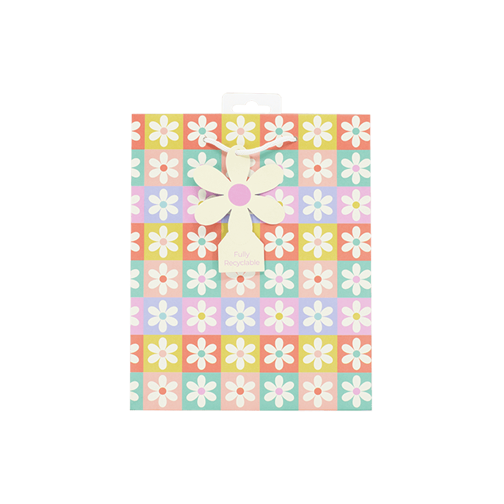 Gift Bag Medium – Retro Floral W215xH265xD100mm from Harrisons Direct