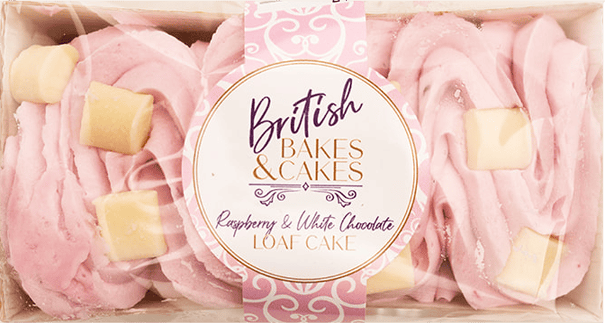 Wholesale British Bakes & Cakes Raspberry & White Chocolate Cake 90g from Harrisons Direct