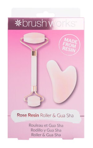 Wholesale Brushworks Rose Resin Roller & Gua Sha from Harrisons Direct